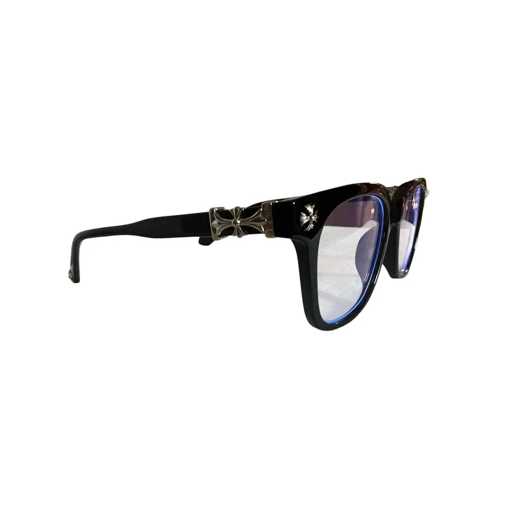 37.- Classic Black Square Frame Cross Metal Shades Men Women noprescription